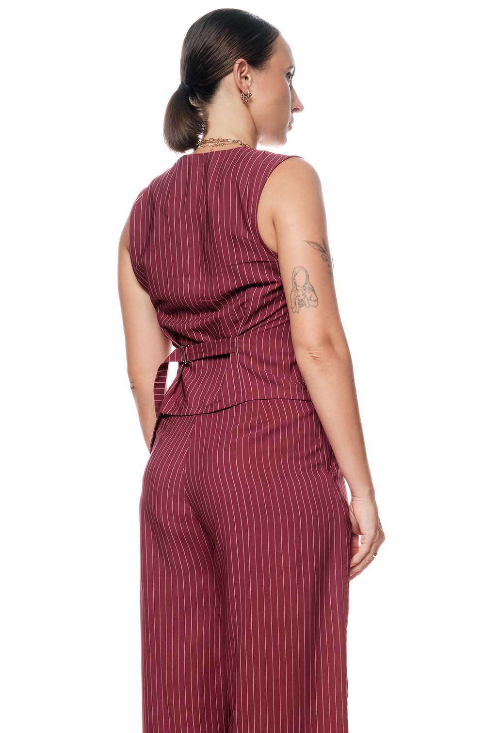 STRIPED WAIST COAT - MAROON