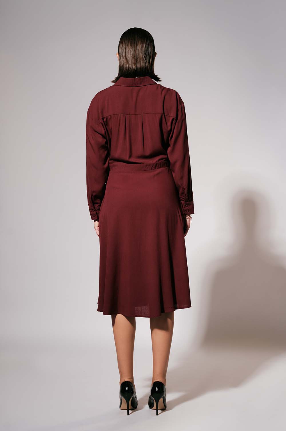 Wraparound Midi Dress Maroon