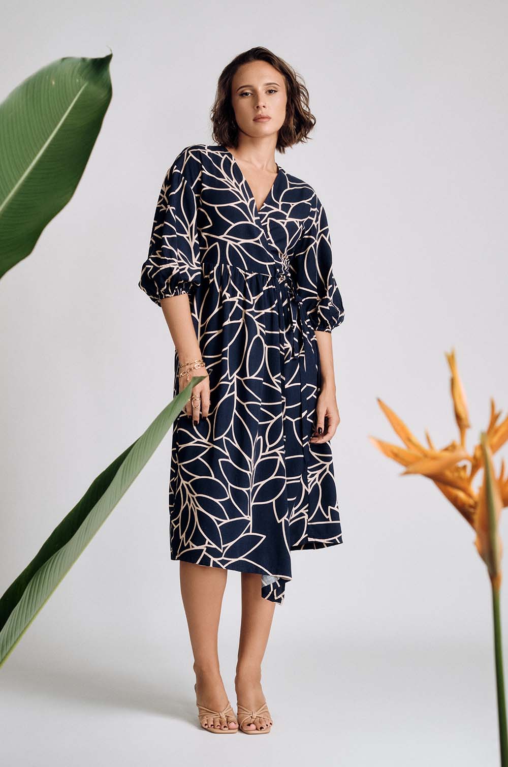 Floral Wraparound Dress Blue