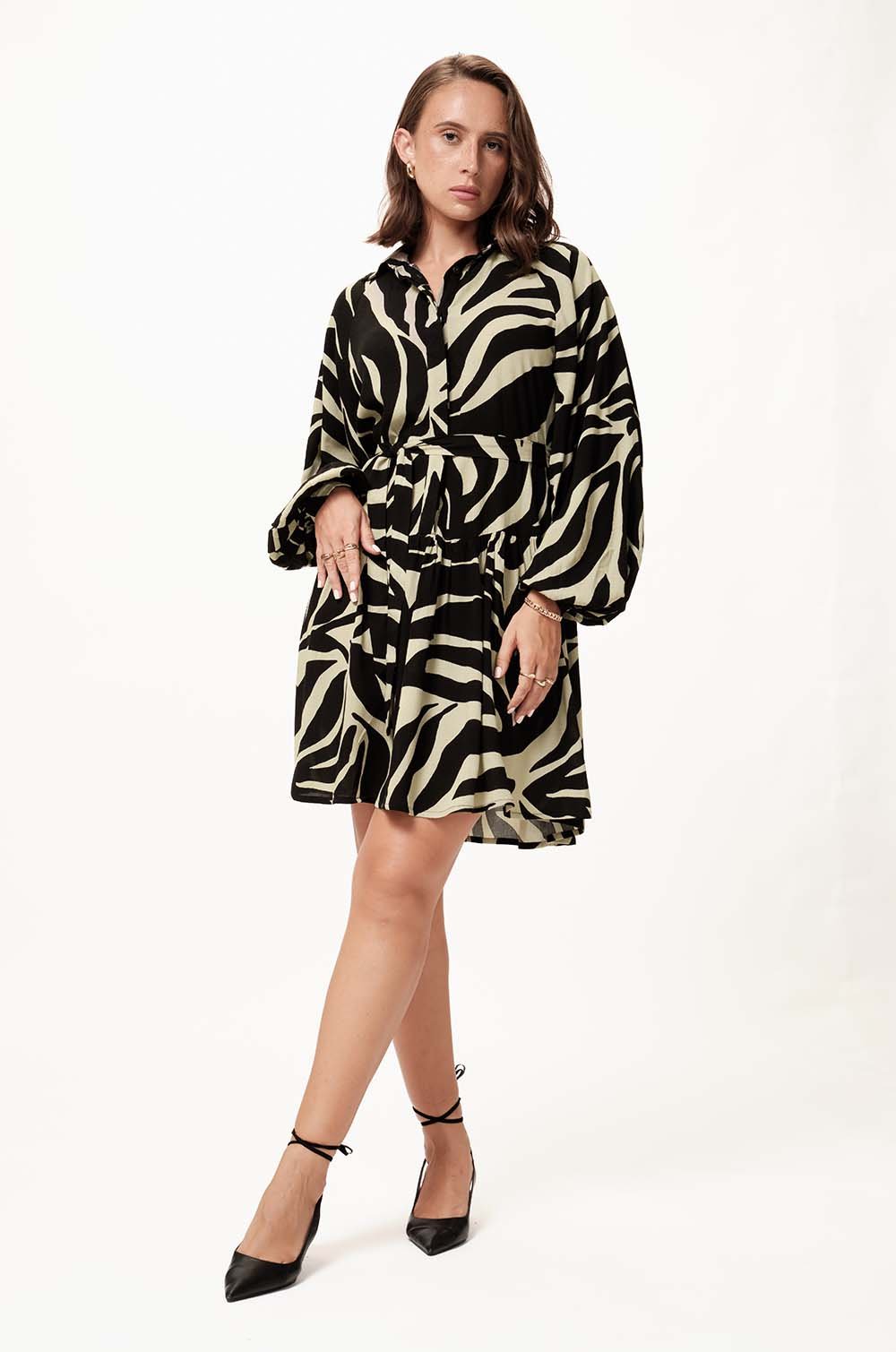 BALLOON SLEEVE MINI DRESS