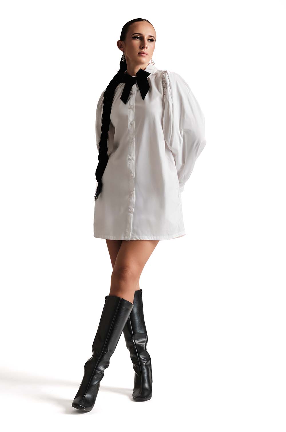 Balloon Sleeve Shirt Dress