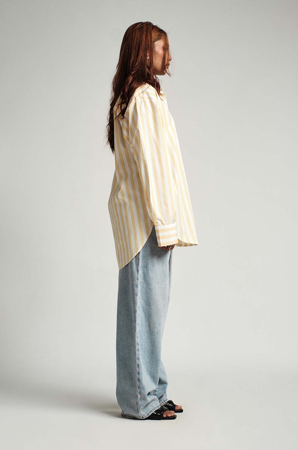 Mixed Fabric Oversized Shirt