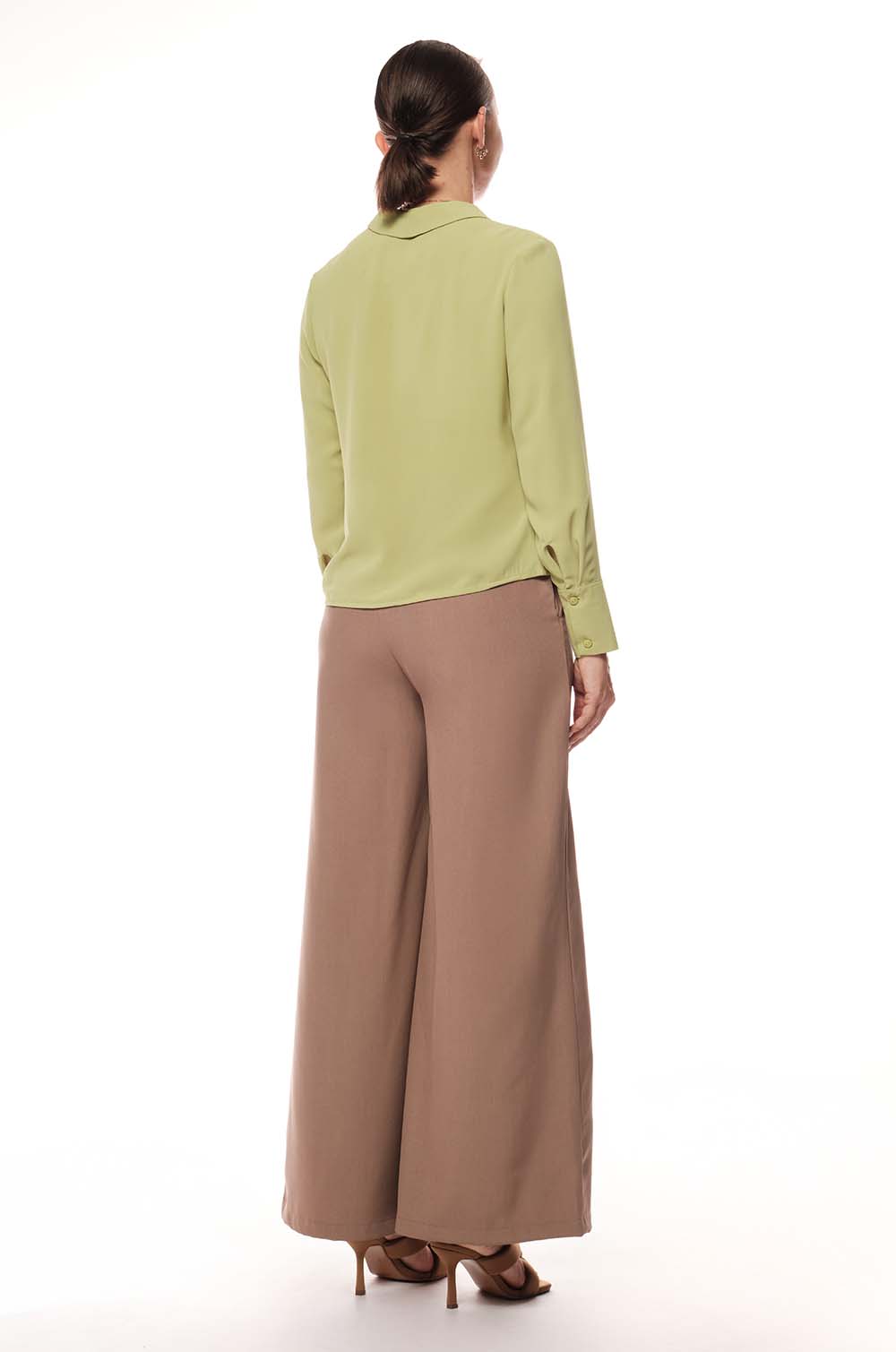 V Neck Long Sleeve Top - green