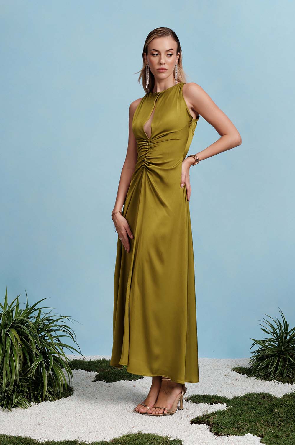 Front Ruched Maxi Dress