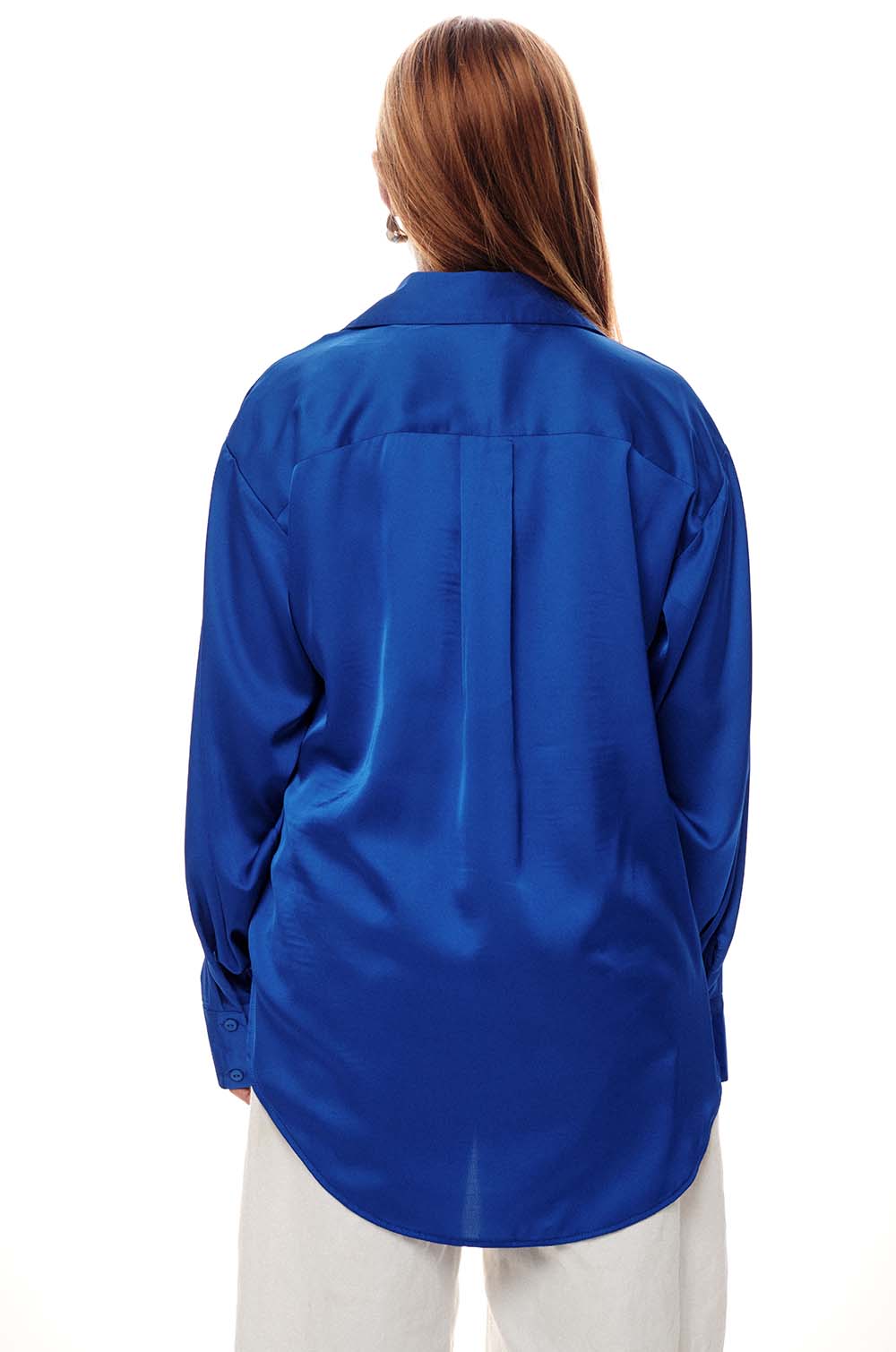 Oversized Satin Shirt Blue