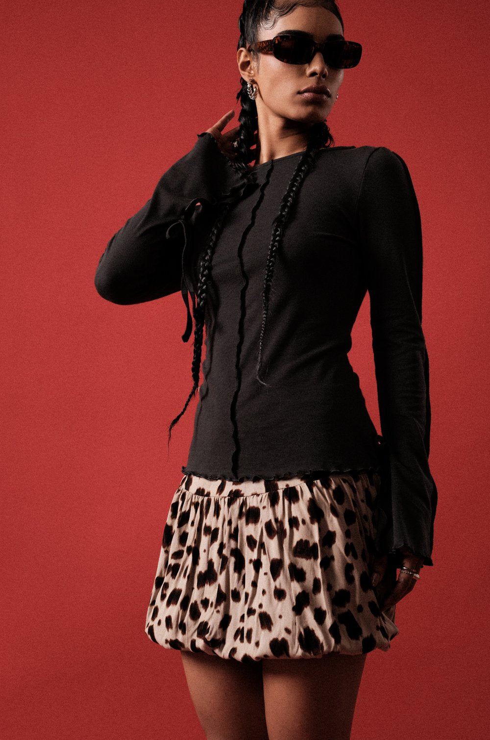 BOAT-NECK TOP WITH EXPOSED SEAMS