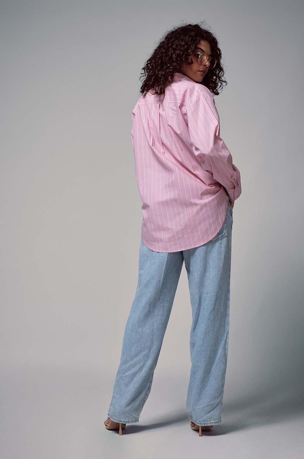 Striped Oversized Shirt - Pink