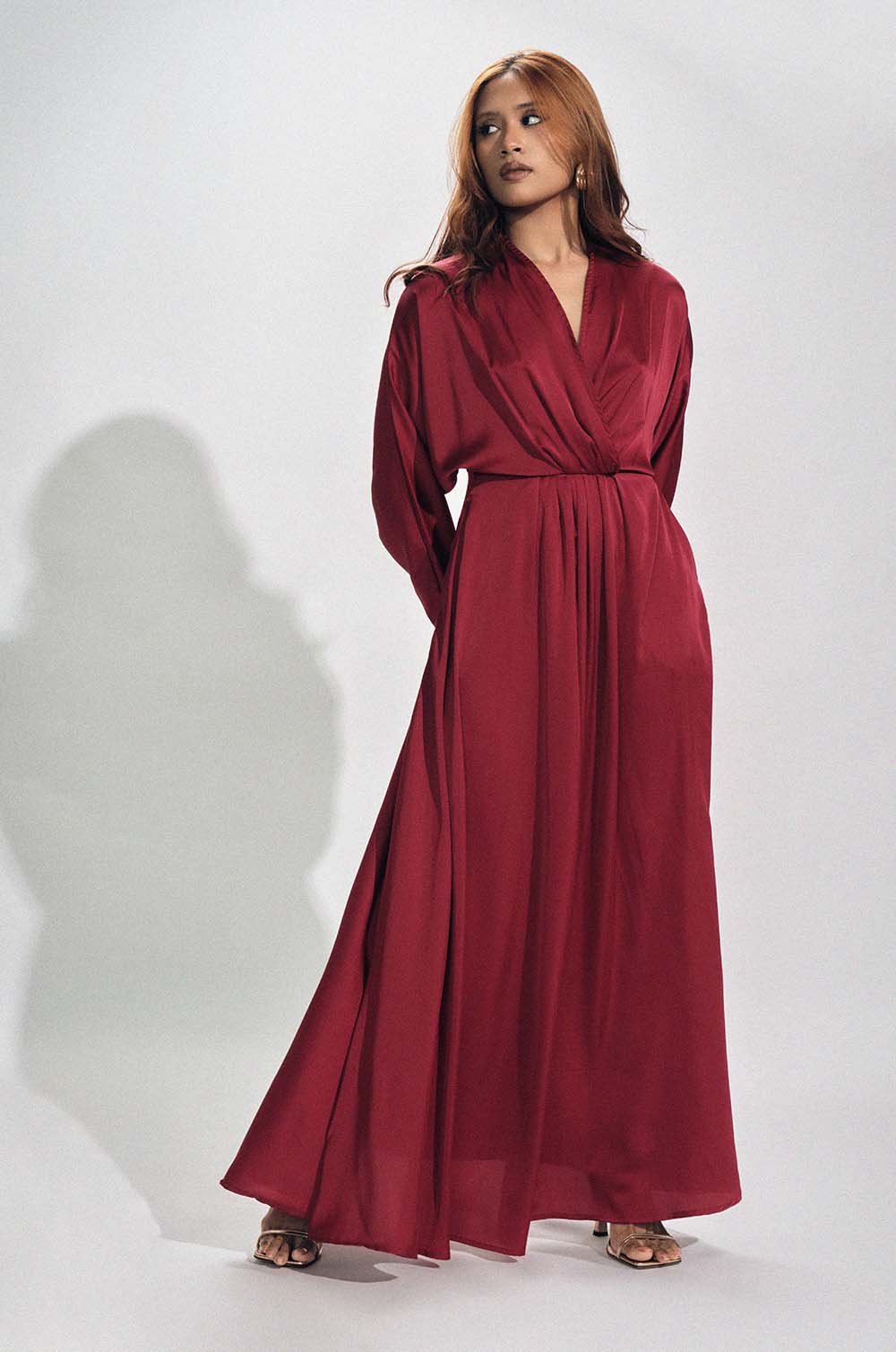 Kimono Sleeve Maxi Dress - Red