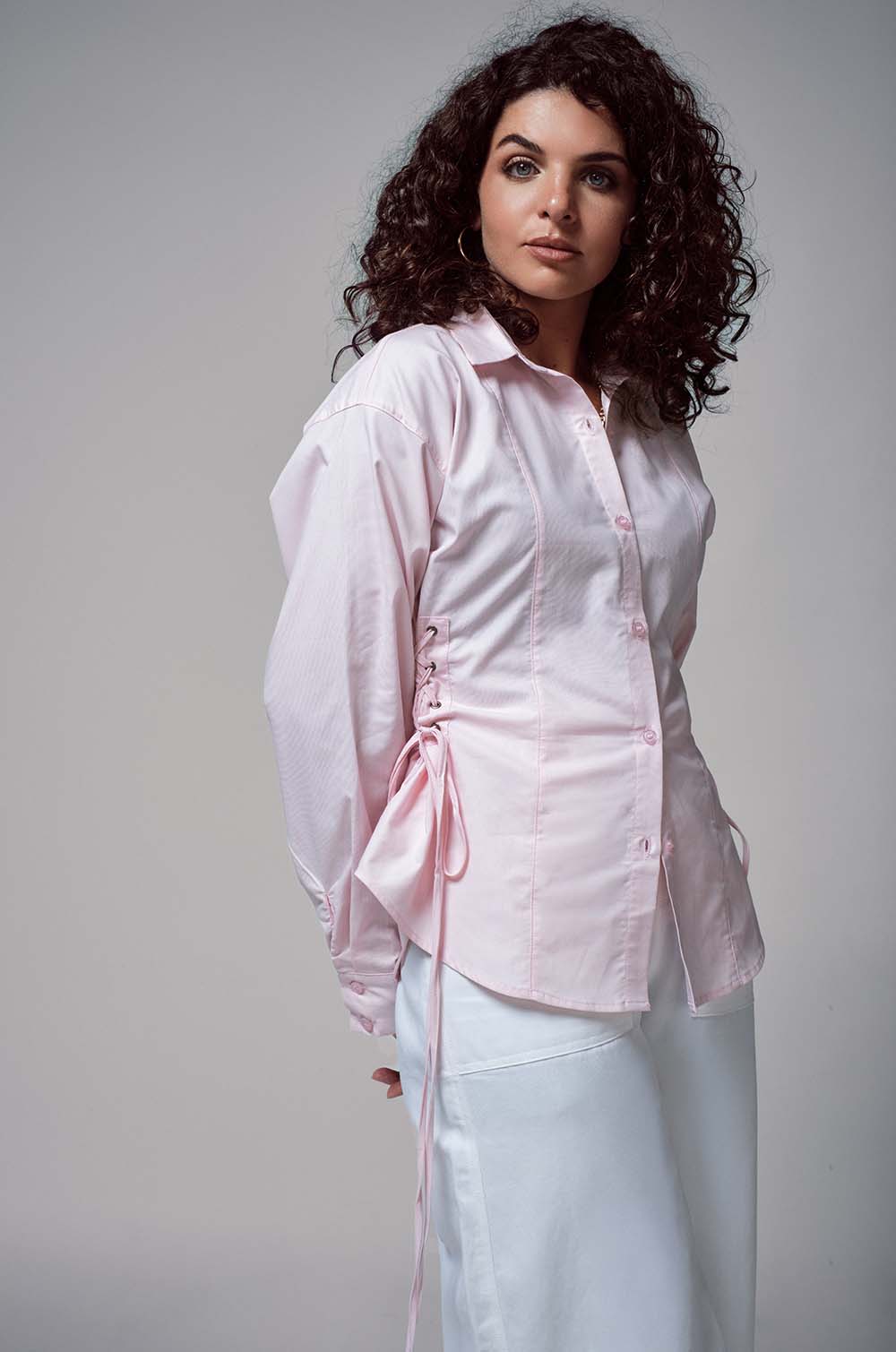 Corset Oversized Shirt - Pink