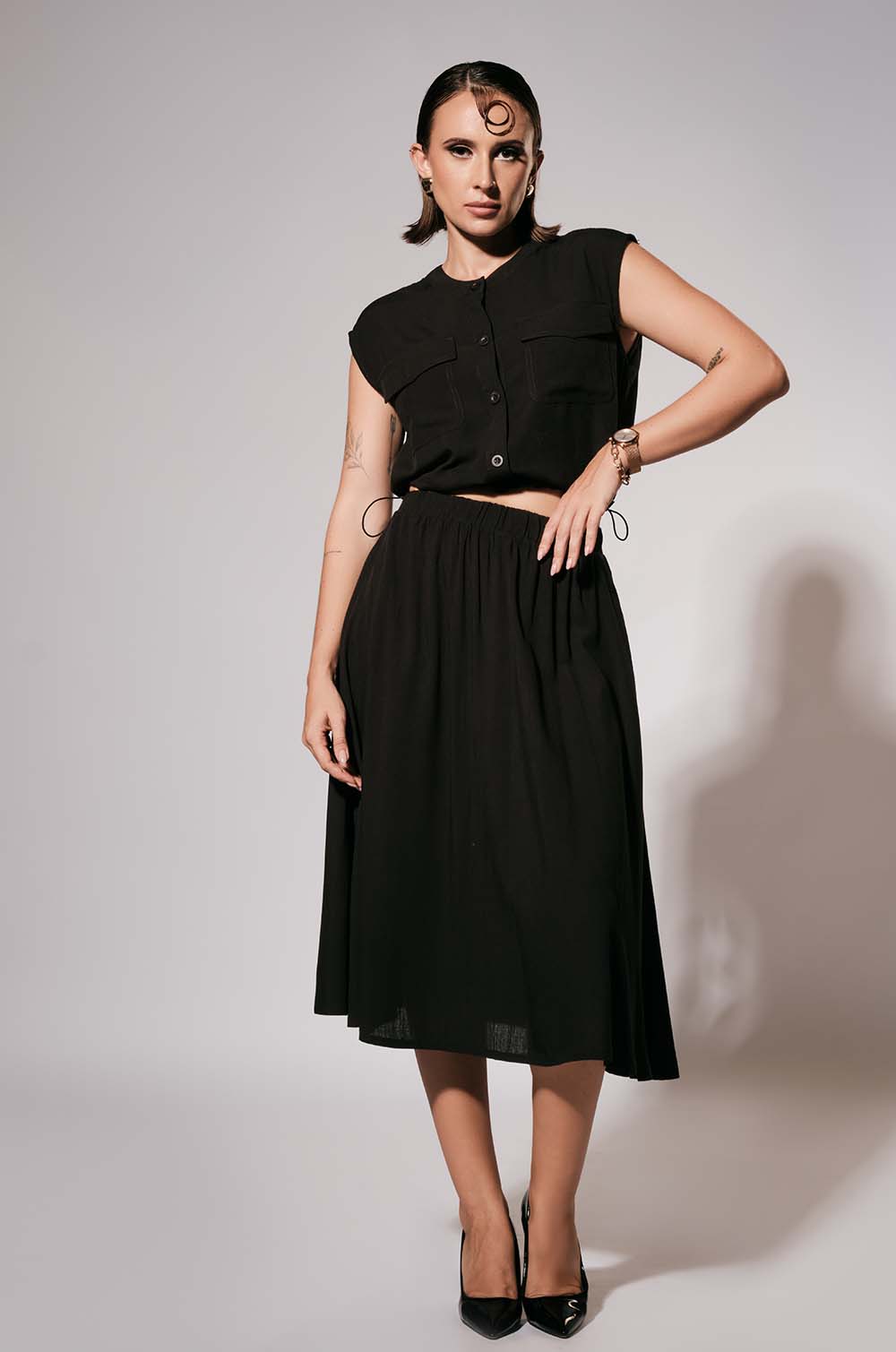 Elasticated Skirt Black