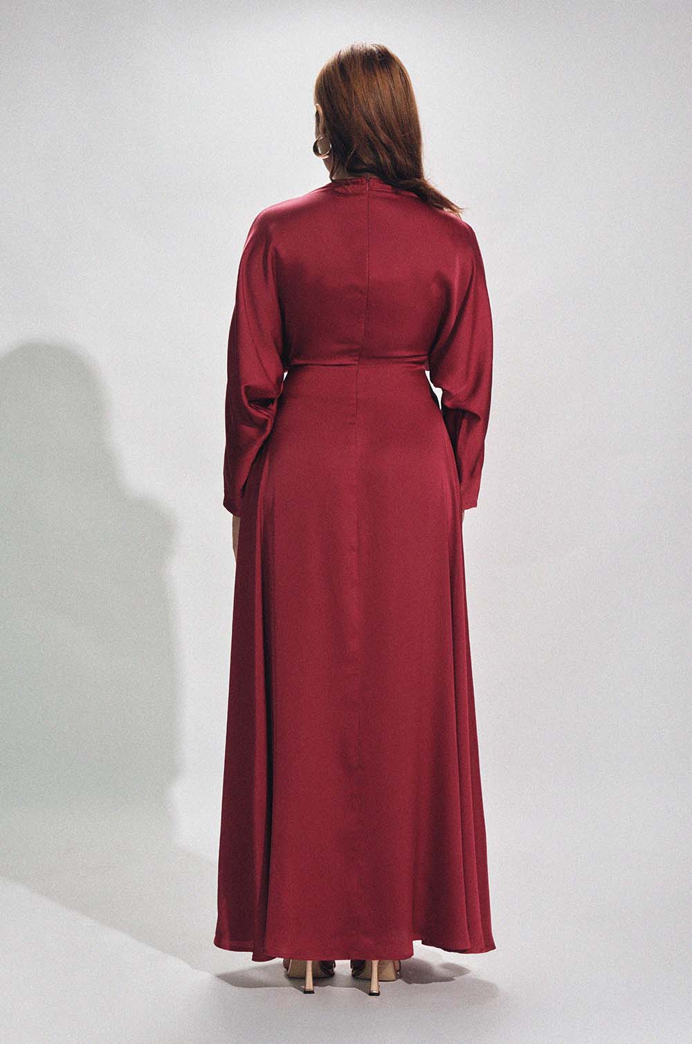 Kimono Sleeve Maxi Dress - Red