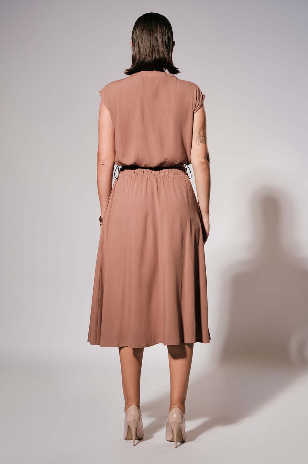 Elasticated Skirt Brown