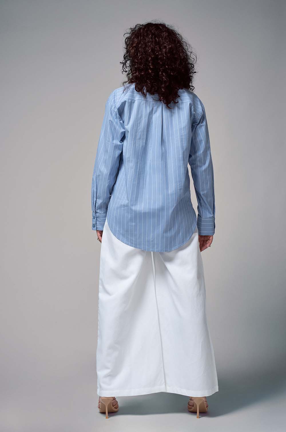 Striped Oversized Shirt - Blue