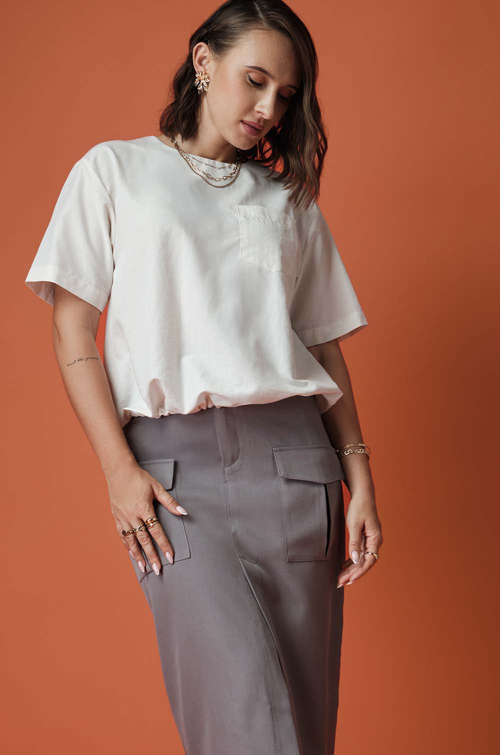 BACK BUTTONED TOP - CREAM
