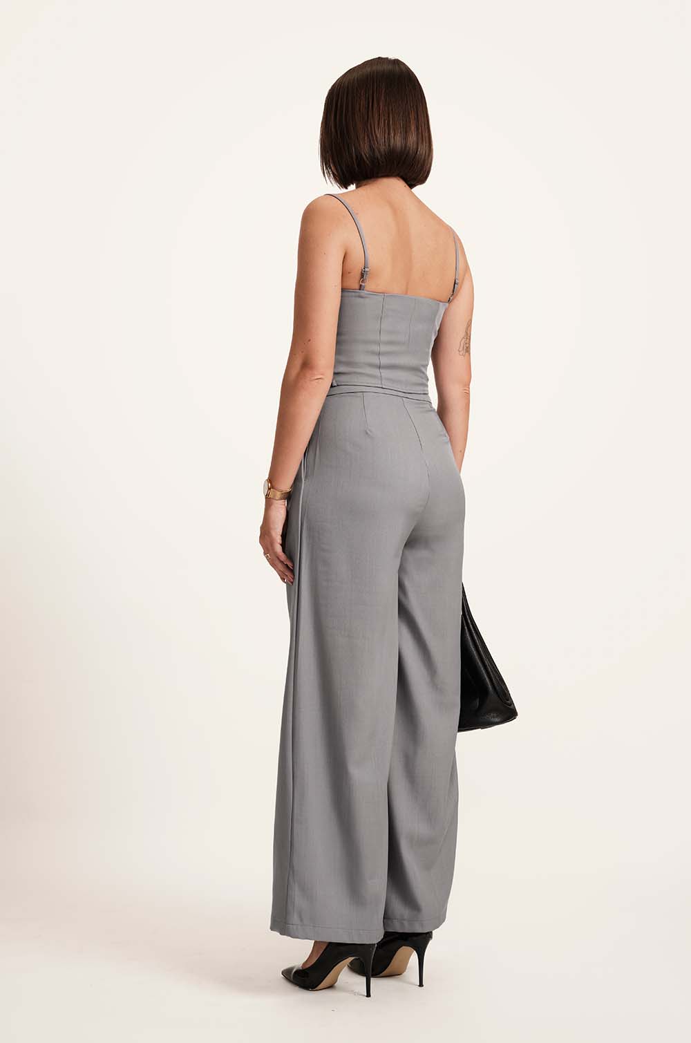 Pleated Flared Pants - GREY