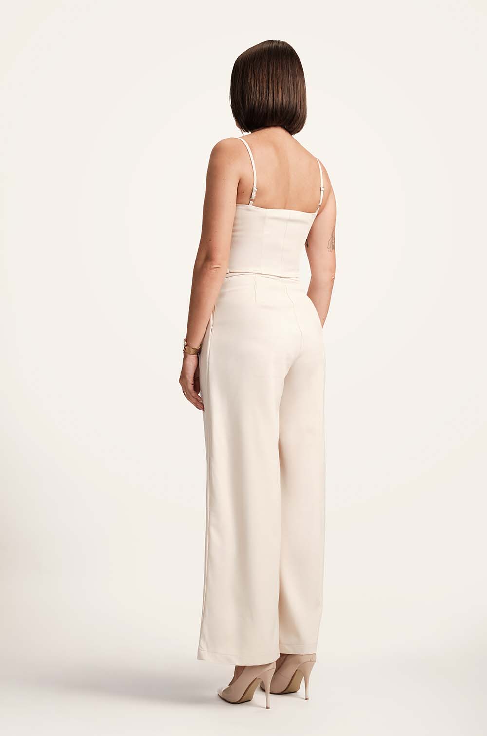 Pleated Flared Pants - OFF WHITE