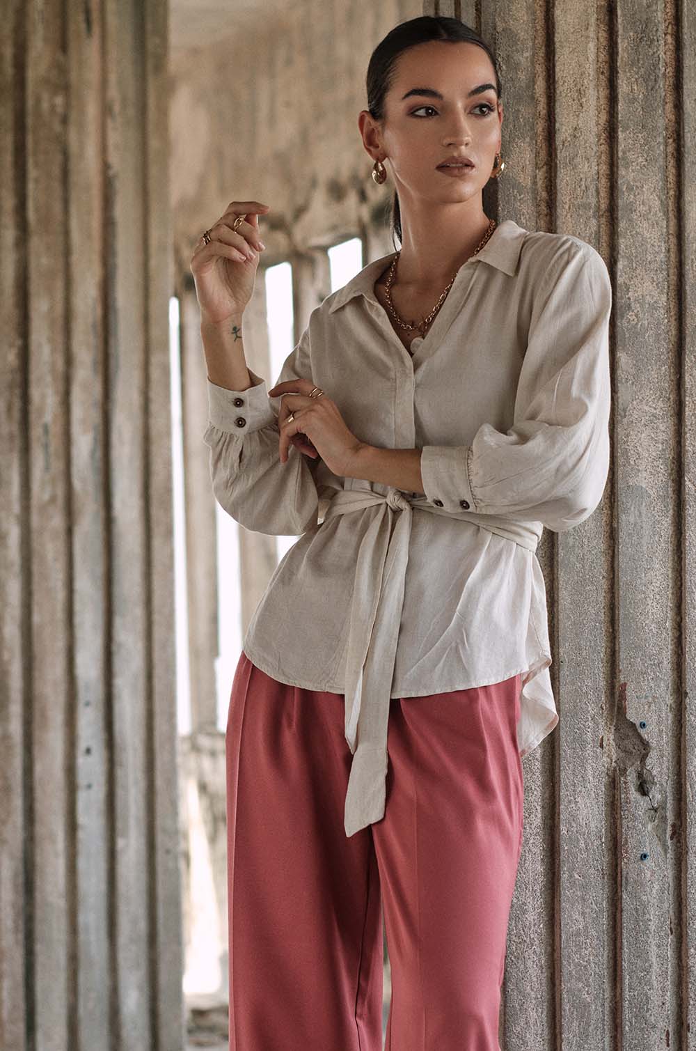 Cut Away Long Sleeve Shirt